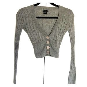 Gray crop cardigan